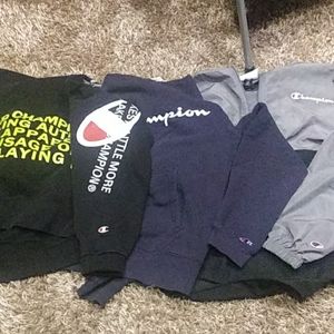 2 Champion hoodies and 1 Champion Windbreaker